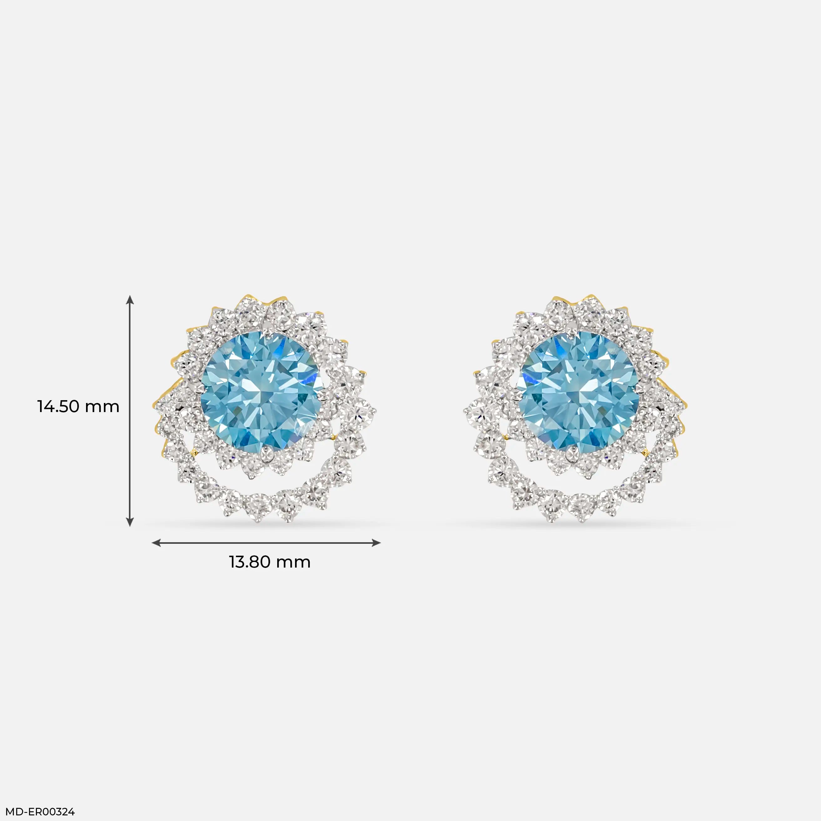 4.15 Carat Celestial Blue Bloom Lab Diamond Studs 14K White Gold