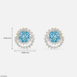 4.15 Carat Celestial Blue Bloom Lab Diamond Studs 14K White Gold