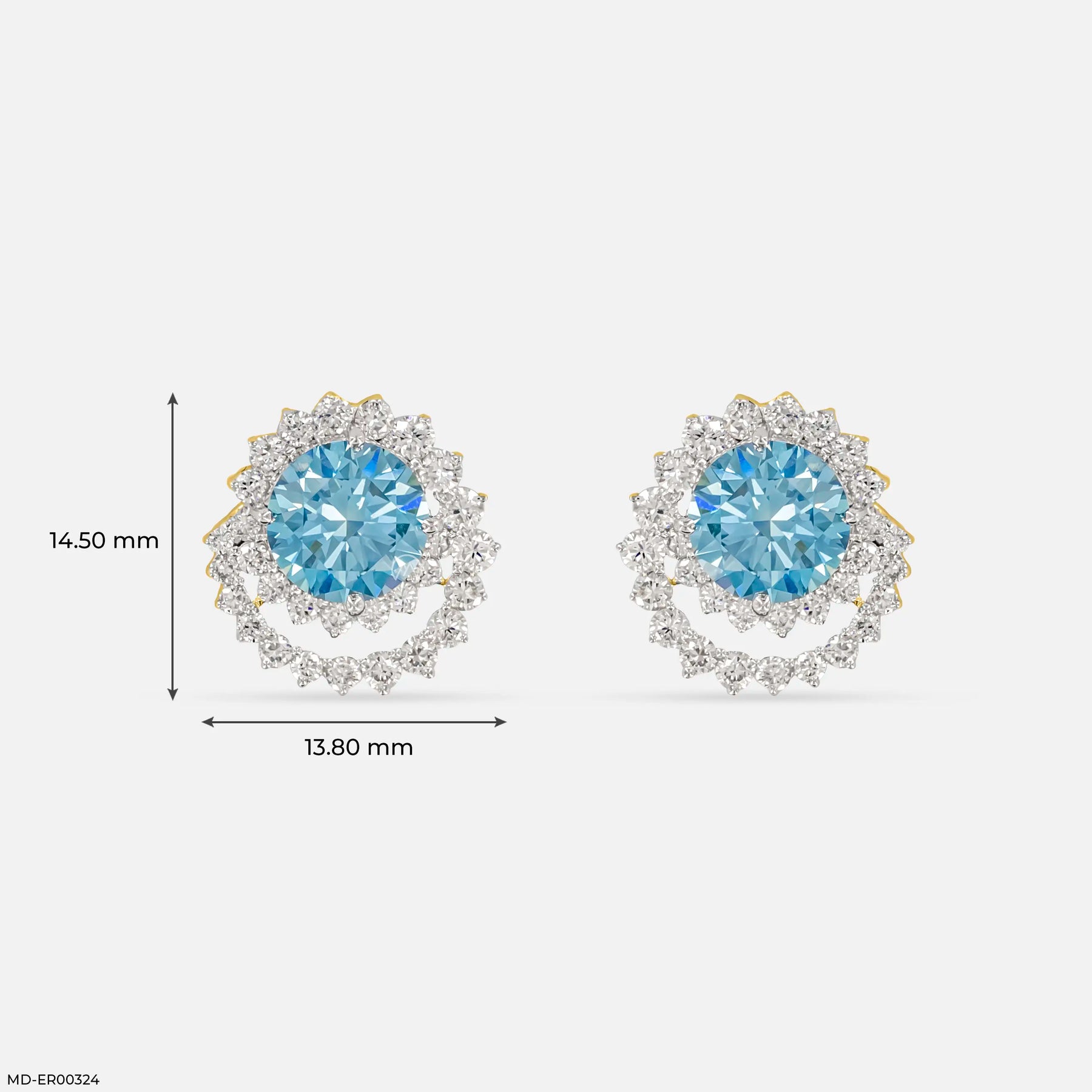 4.15 Carat Celestial Blue Bloom Lab Diamond Studs 14K White Gold