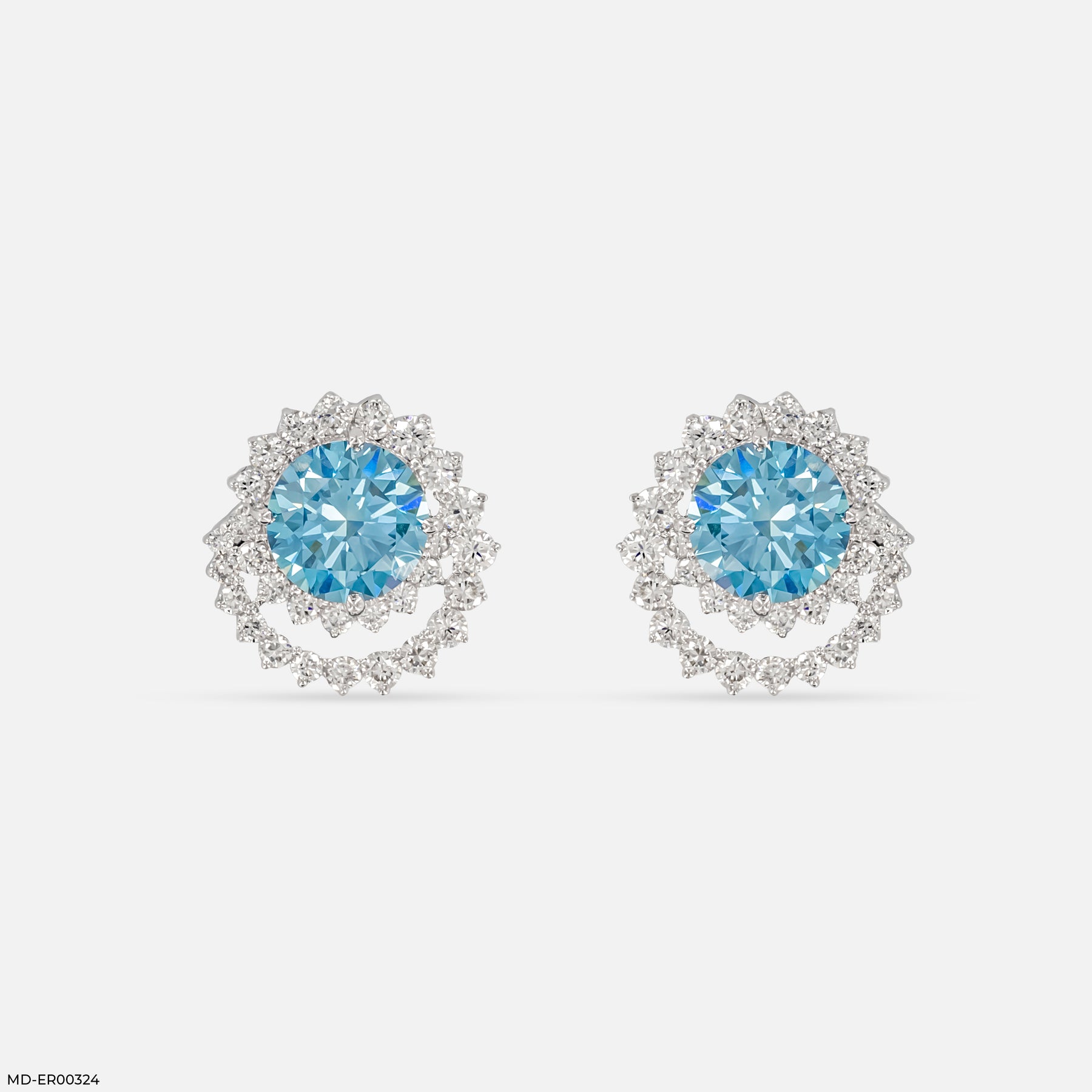 4.15 Carat Celestial Blue Bloom Lab Diamond Studs 14K White Gold