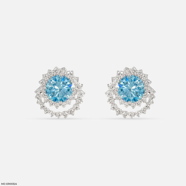 Celestial Blue Bloom Lab Diamond Studs 14K White Gold