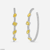 Alternating Fancy Cut Hoops Lab Diamond Earrings 14K White Gold