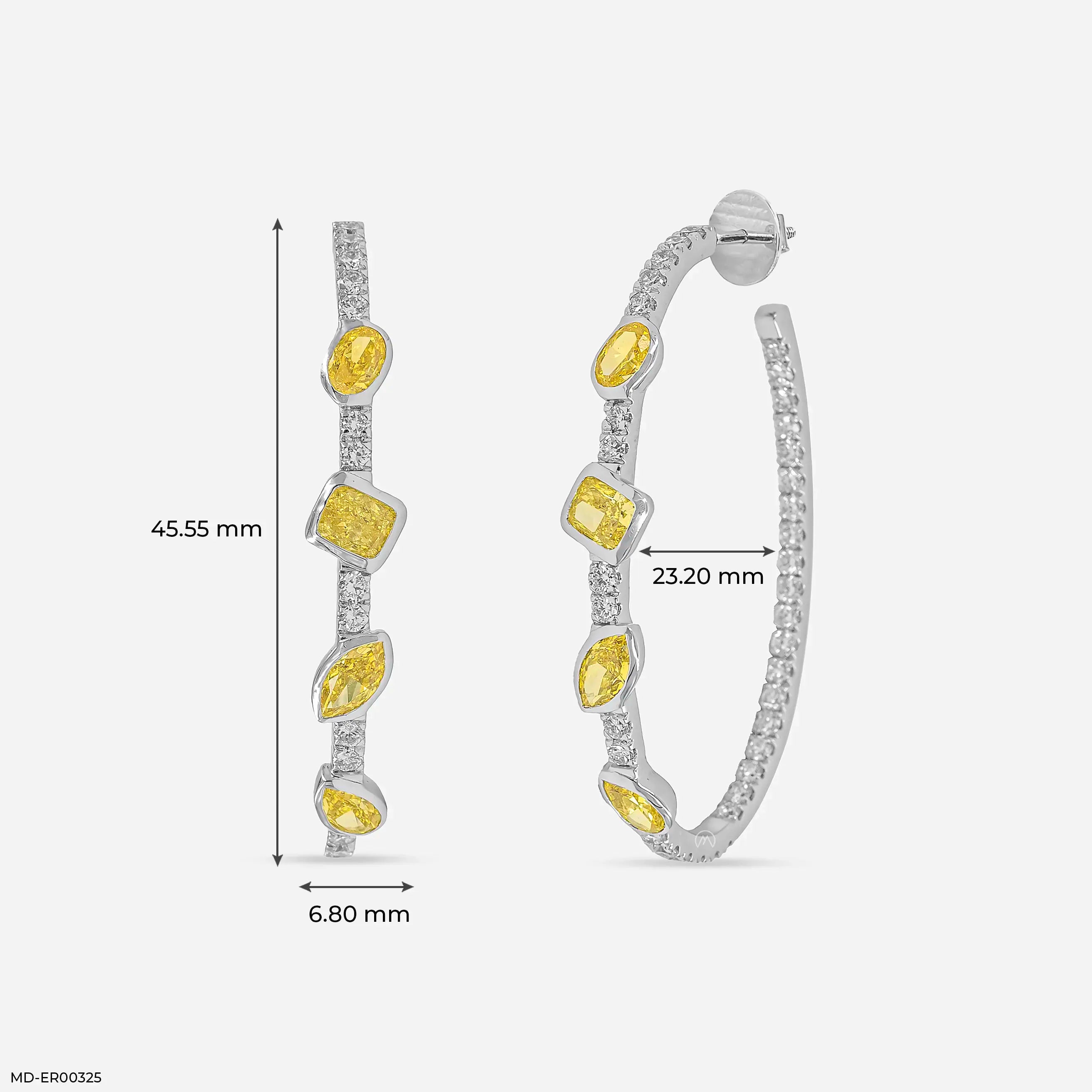 4.5 Carat Alternating Fancy Cut Hoops Lab Diamond Earrings 14K White Gold