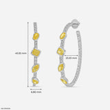 4.5 Carat Alternating Fancy Cut Hoops Lab Diamond Earrings 14K White Gold