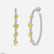 4.5 Carat Alternating Fancy Cut Hoops Lab Diamond Earrings 14K White Gold