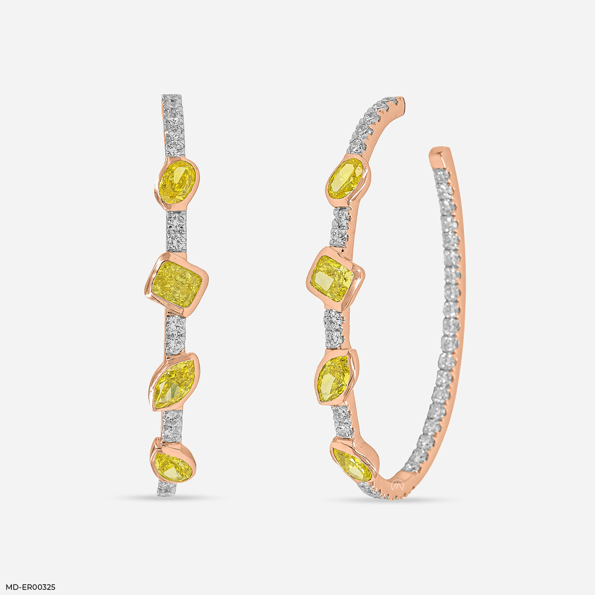 4.5 Carat Alternating Fancy Cut Hoops Lab Diamond Earrings