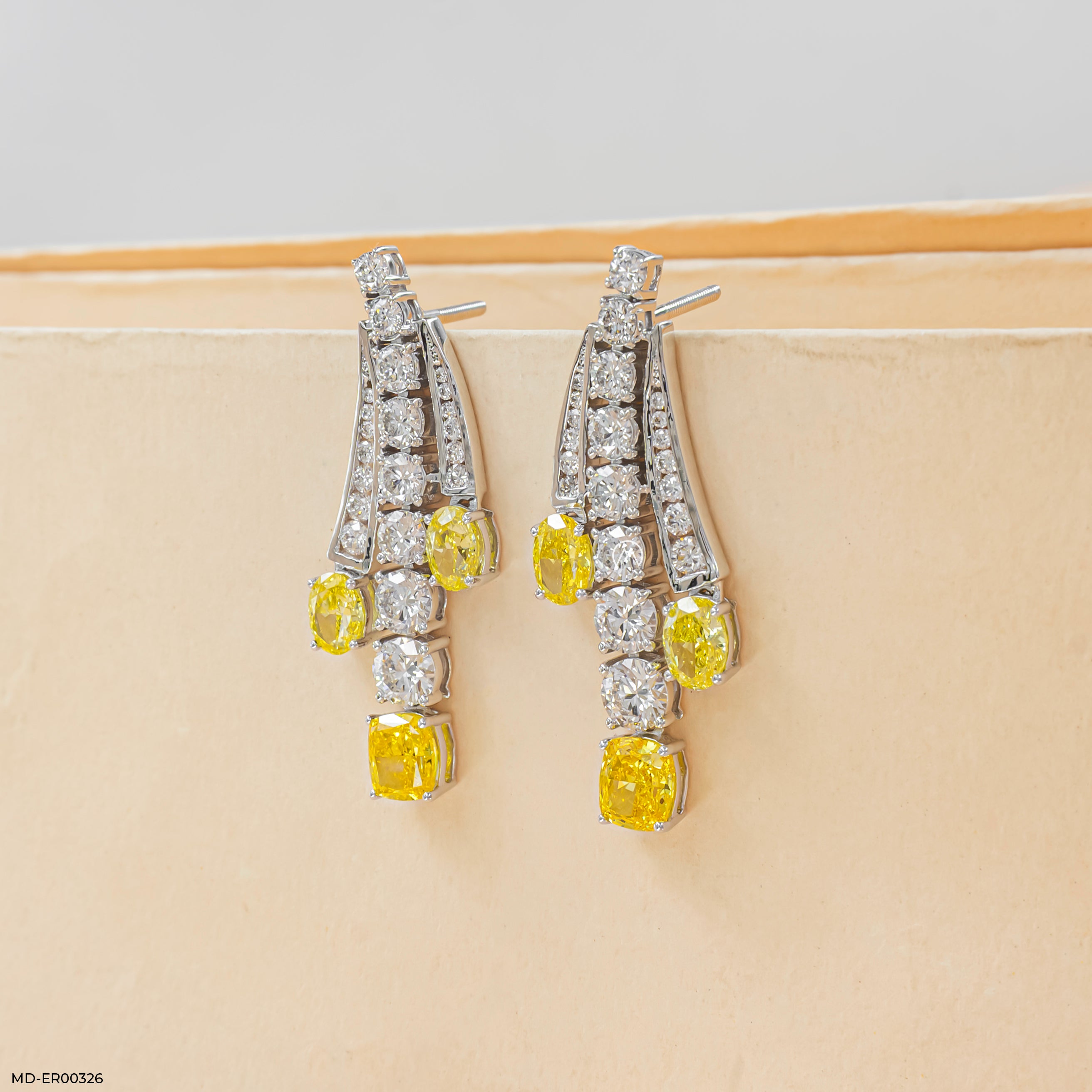 5 Carat Ascending Canary Drop Lab Diamond Earrings