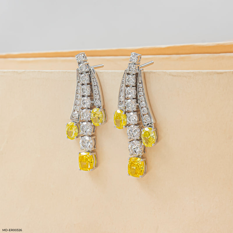 Ascending Canary Drop Lab Diamond Earrings 14K White Gold