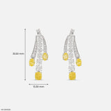 5 Carat Ascending Canary Drop Lab Diamond Earrings 14K White Gold