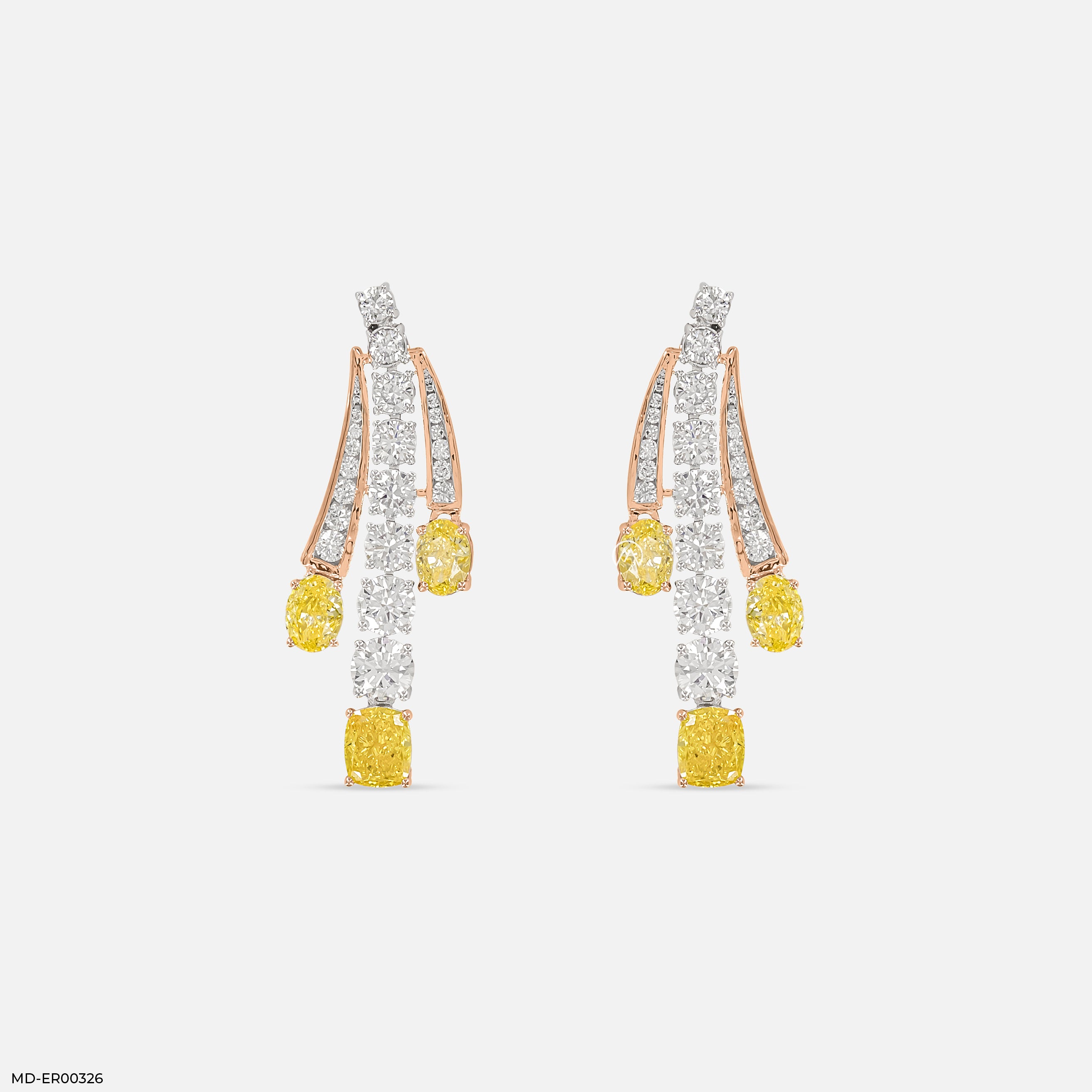 5 Carat Ascending Canary Drop Lab Diamond Earrings