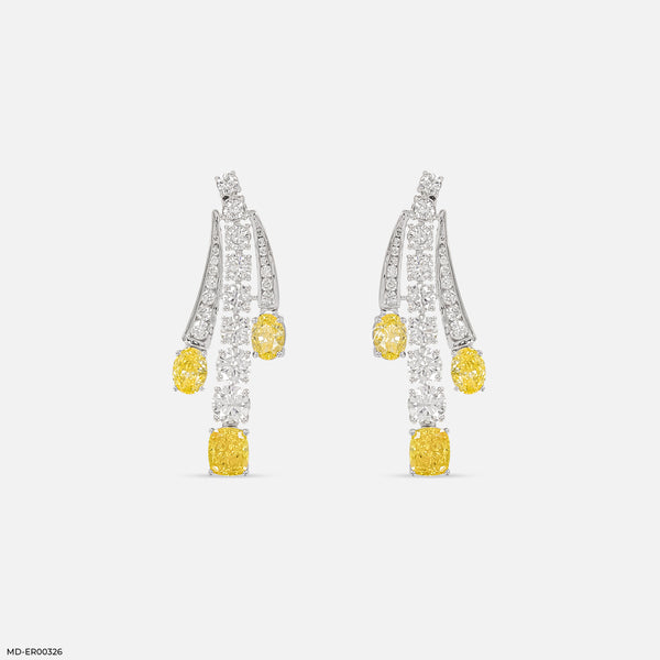 Ascending Canary Drop Lab Diamond Earrings 14K White Gold