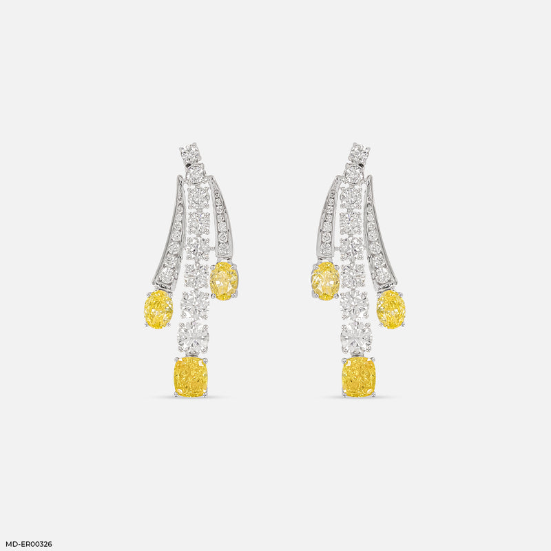 Ascending Canary Drop Lab Diamond Earrings 14K White Gold