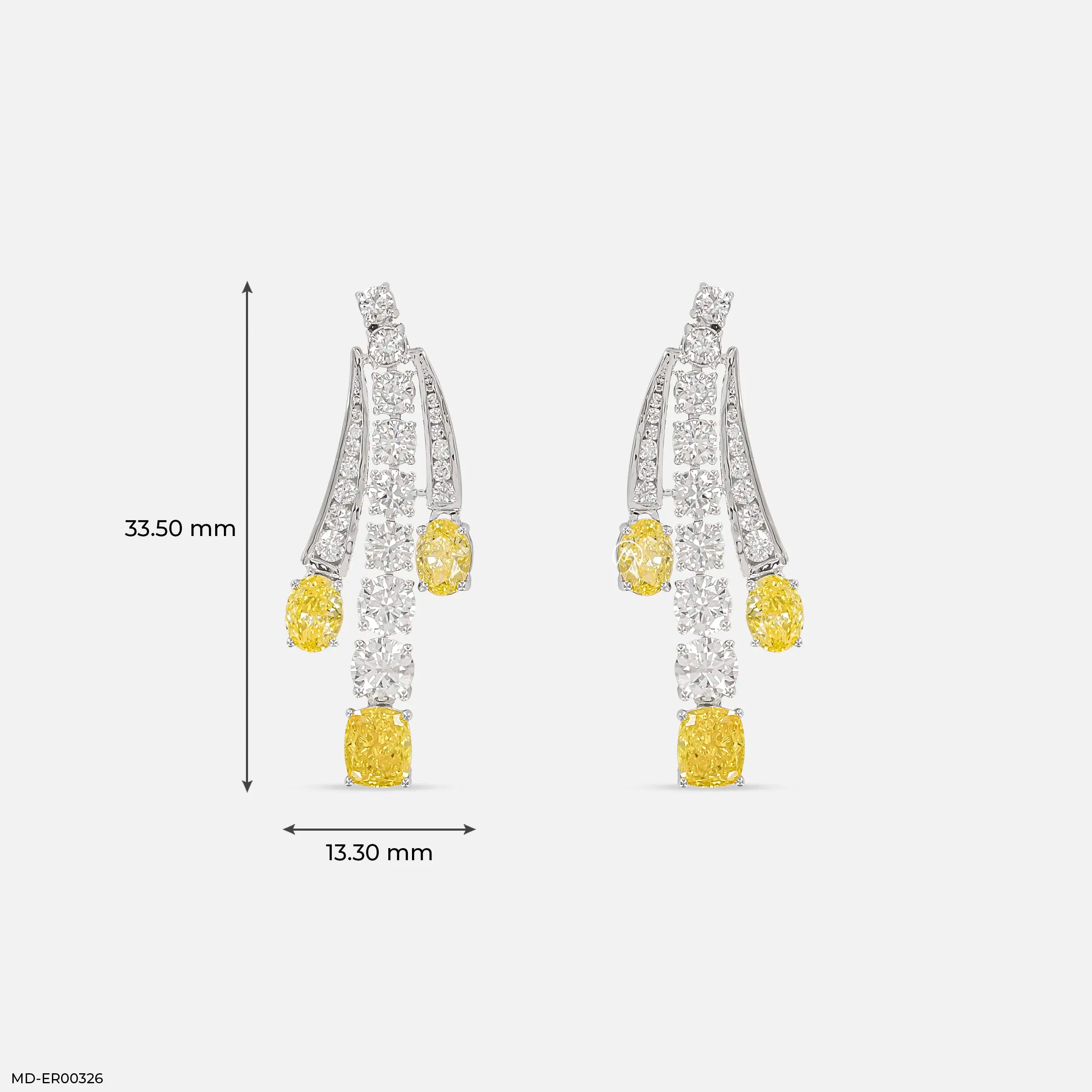 5 Carat Ascending Canary Drop Lab Diamond Earrings
