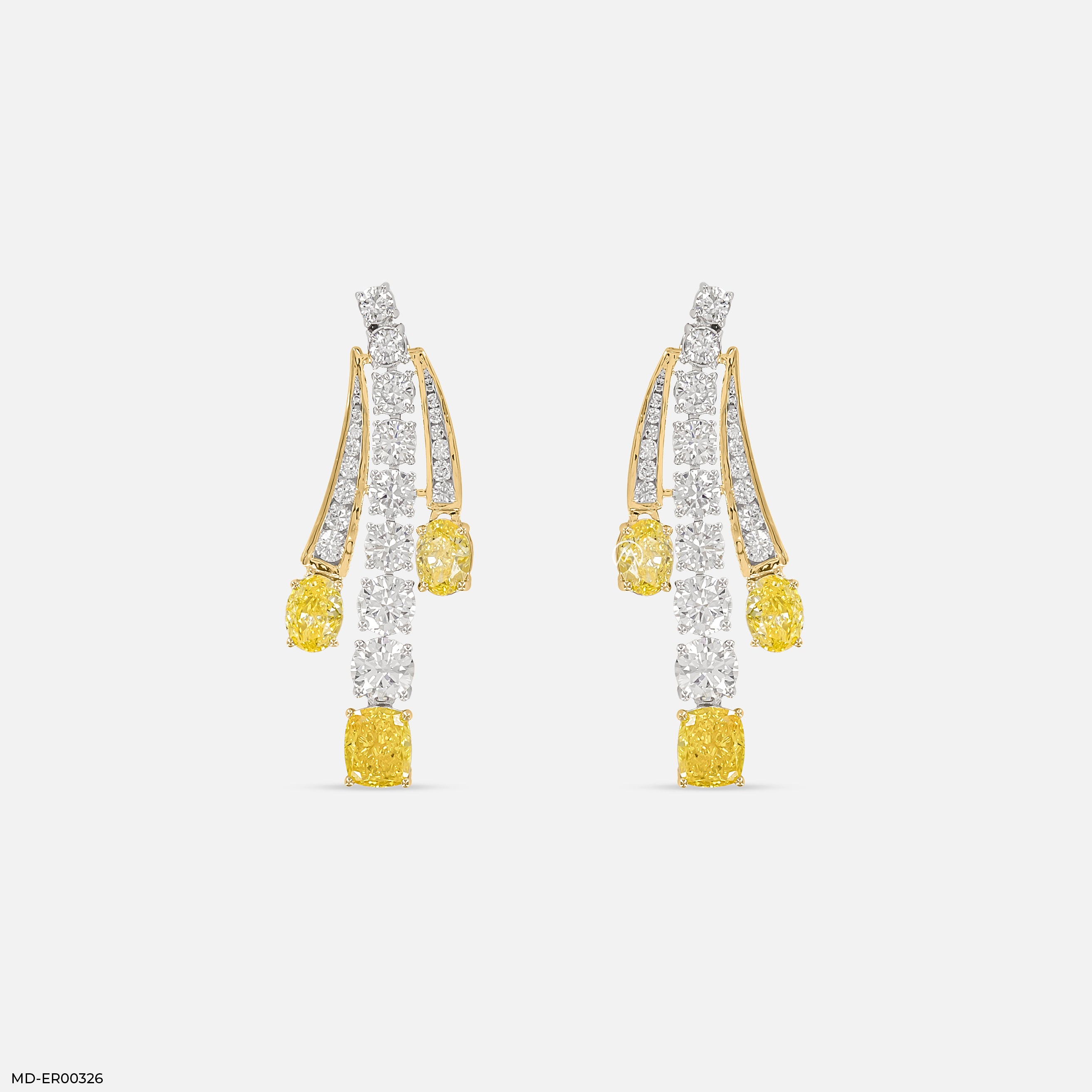 5 Carat Ascending Canary Drop Lab Diamond Earrings