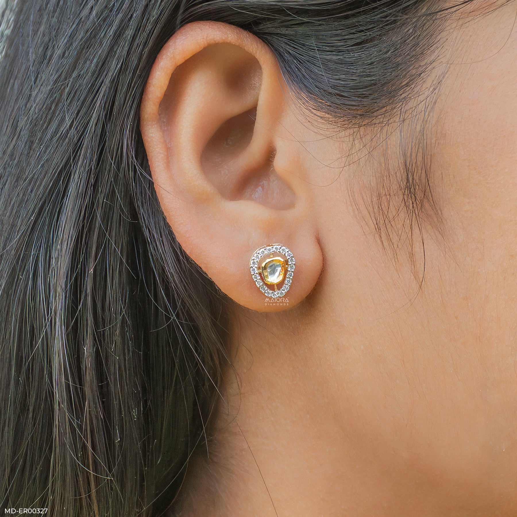 0.5 Carat Astra Halo Lab Diamond Studs 18K Yellow Gold