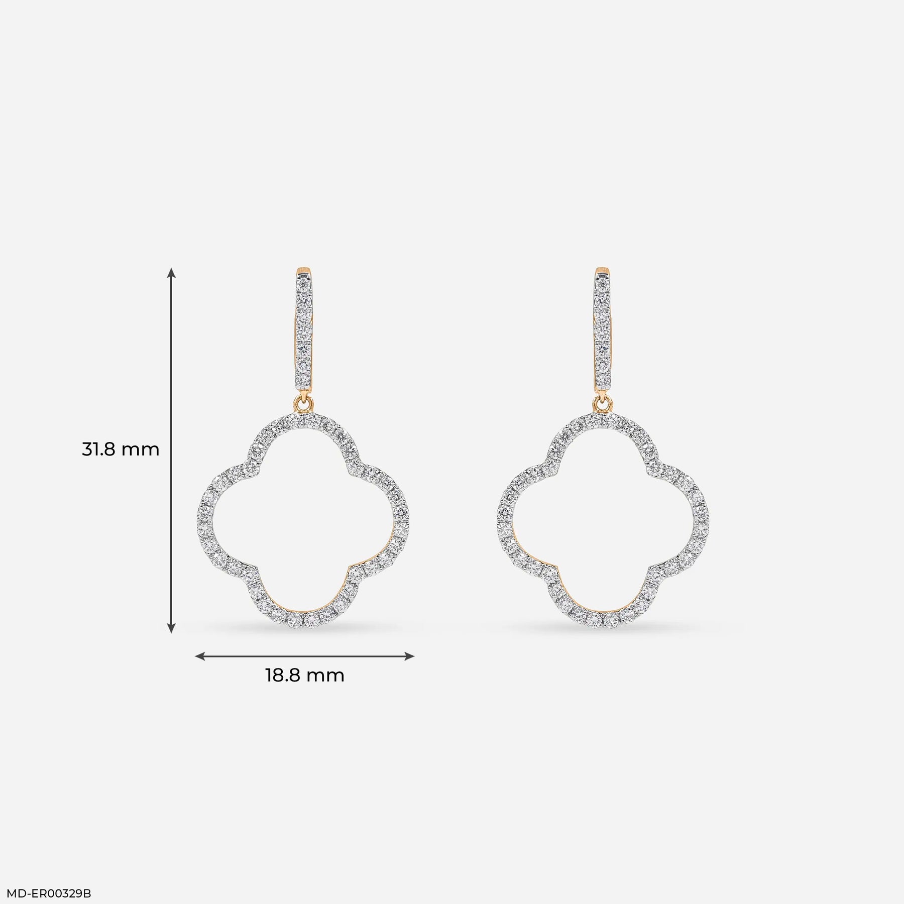 1 Carat Pave Quatrefoil Lab Diamomd Drop Earrings 9K Rose Gold