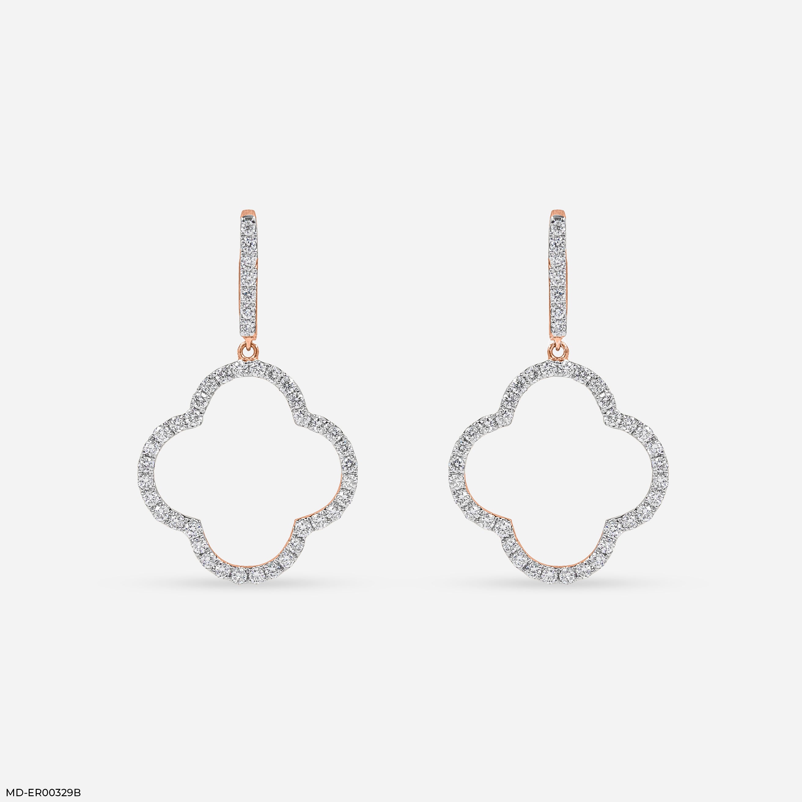 1 Carat Pave Quatrefoil Lab Diamomd Drop Earrings