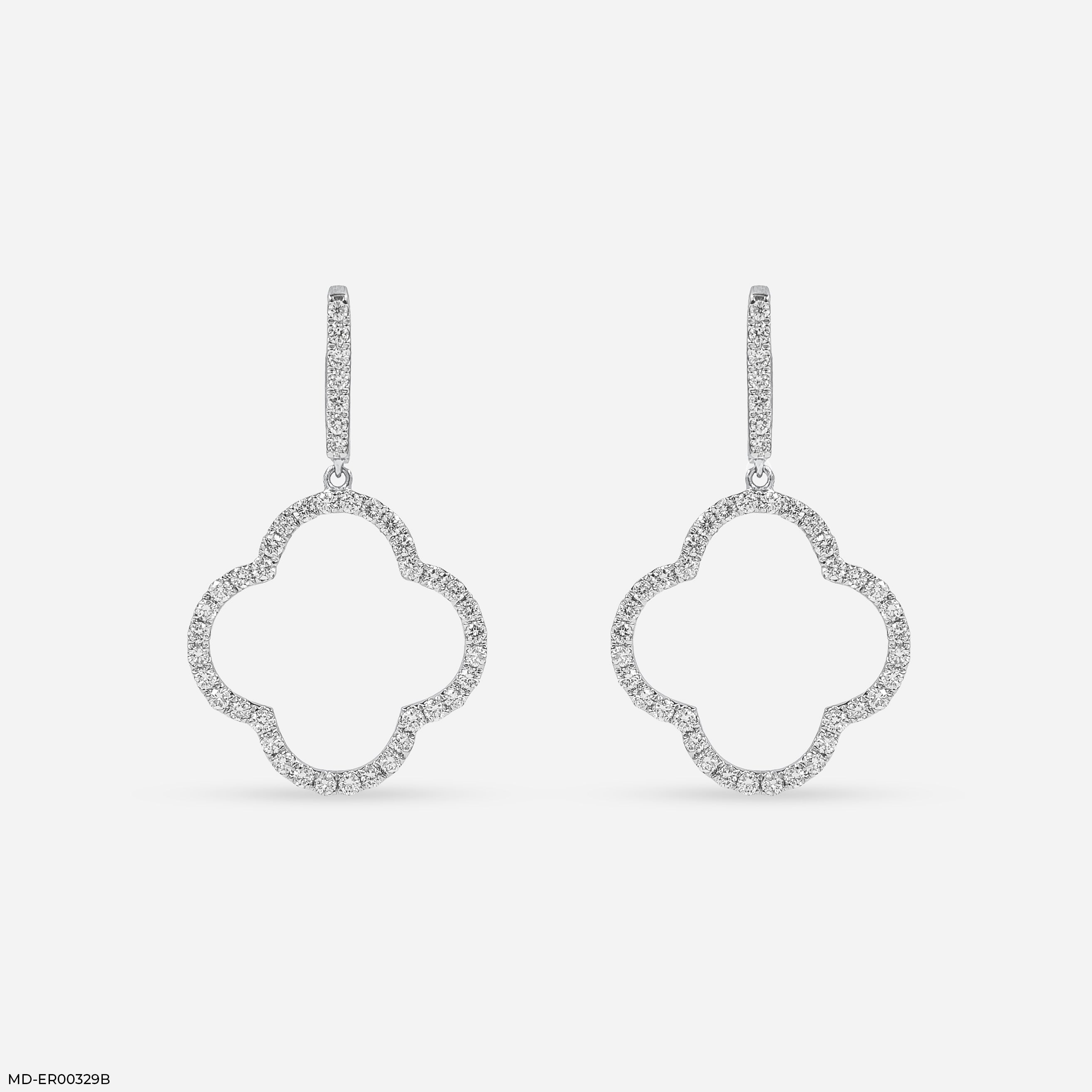 1 Carat Pave Quatrefoil Lab Diamomd Drop Earrings