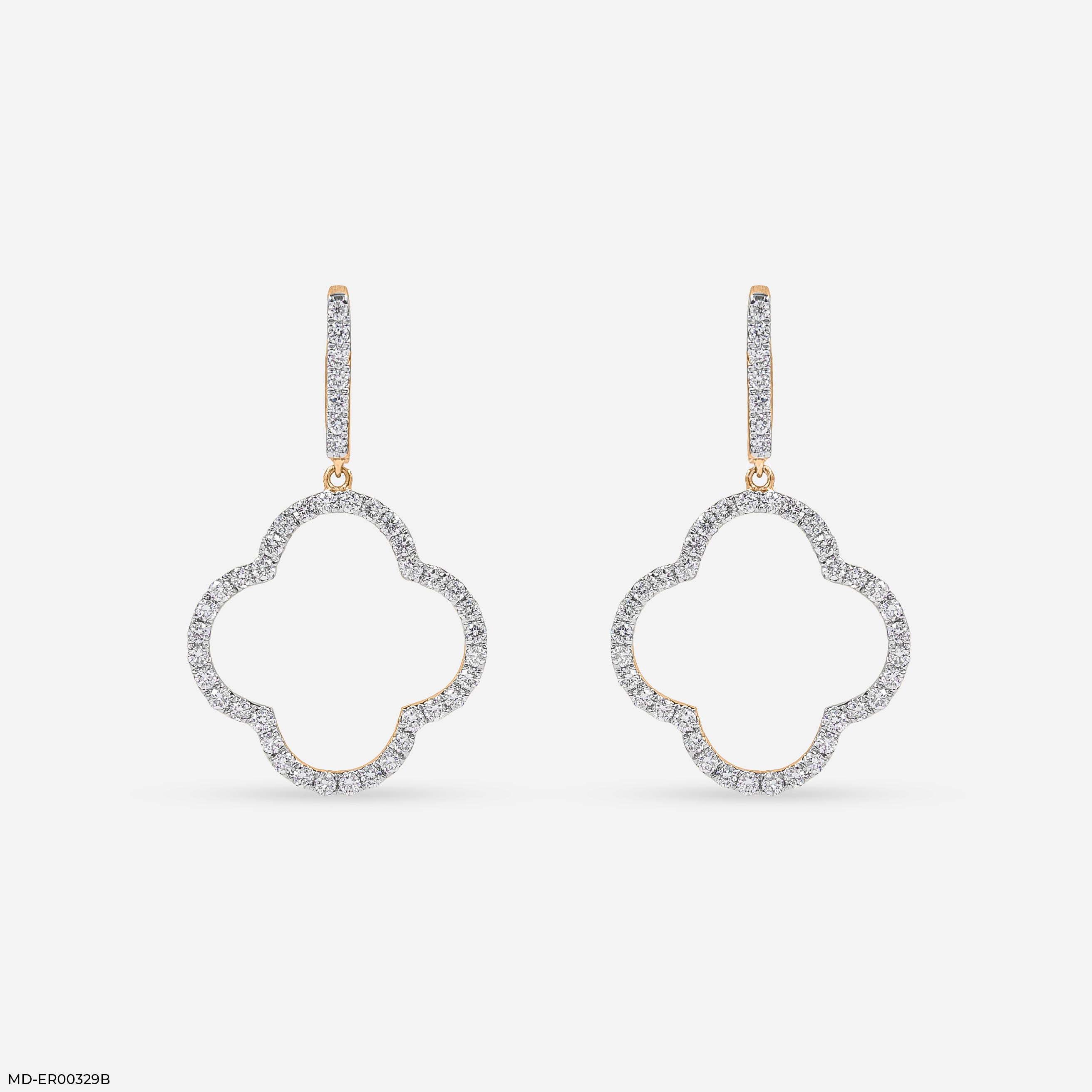 1 Carat Pave Quatrefoil Lab Diamomd Drop Earrings