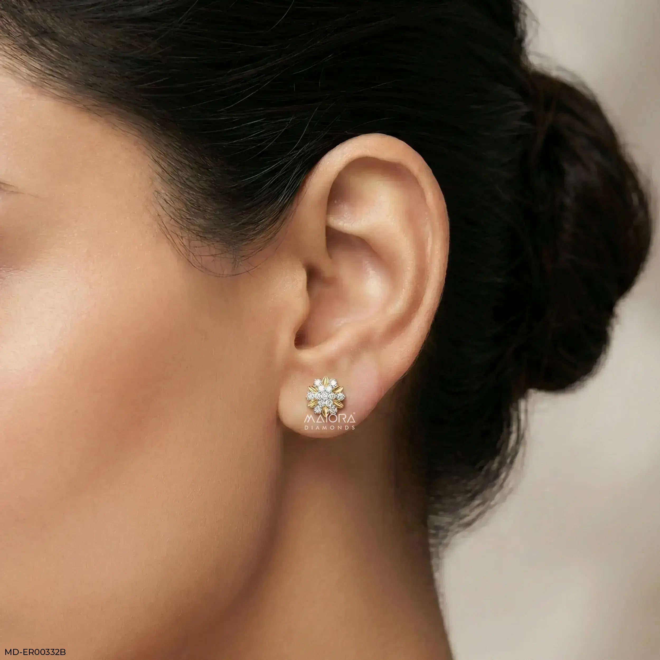 0.28 Carat StarFlower Glow Lab Diamond Earrings 9K Yellow Gold