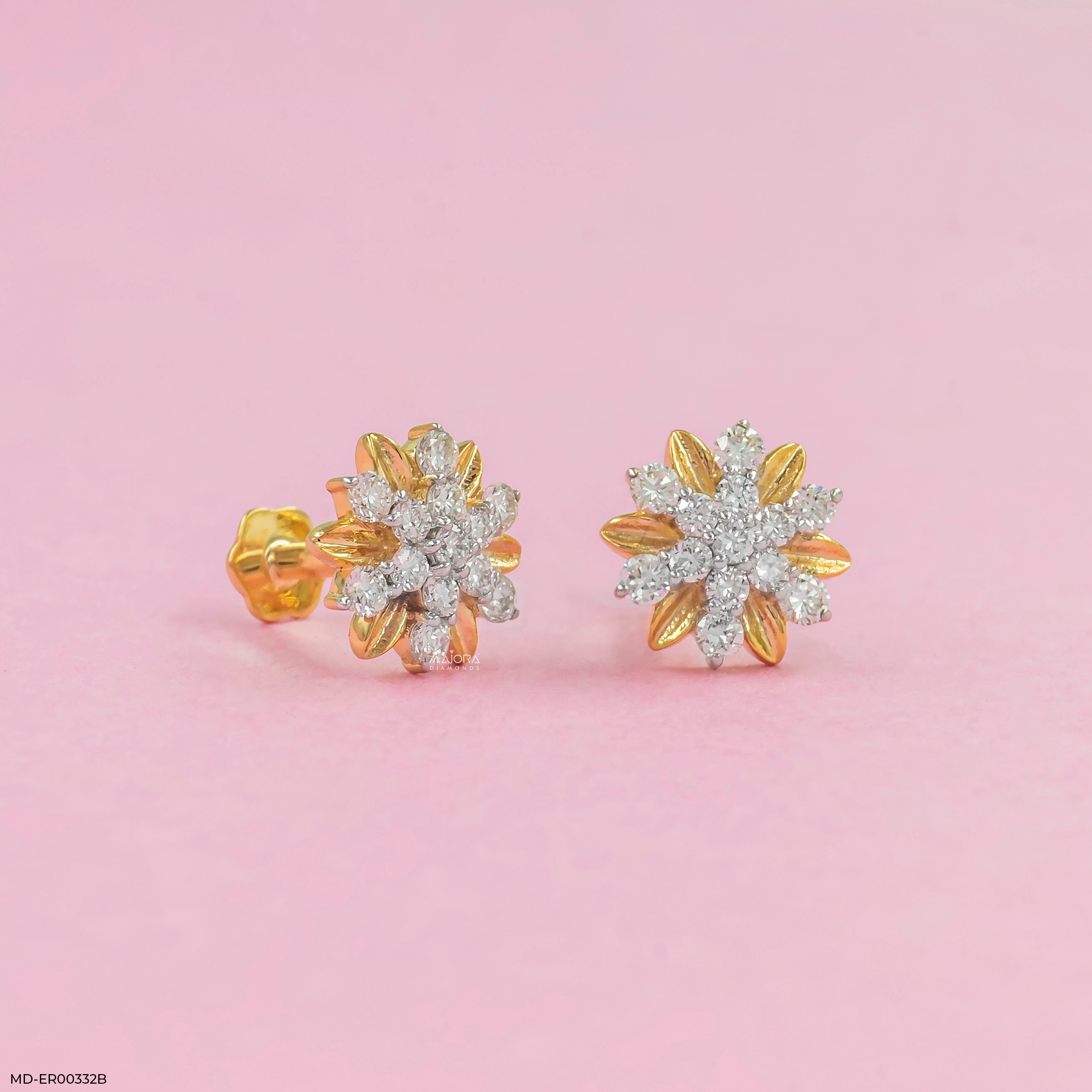 0.28 Carat StarFlower Glow Lab Diamond Earrings 9K Yellow Gold