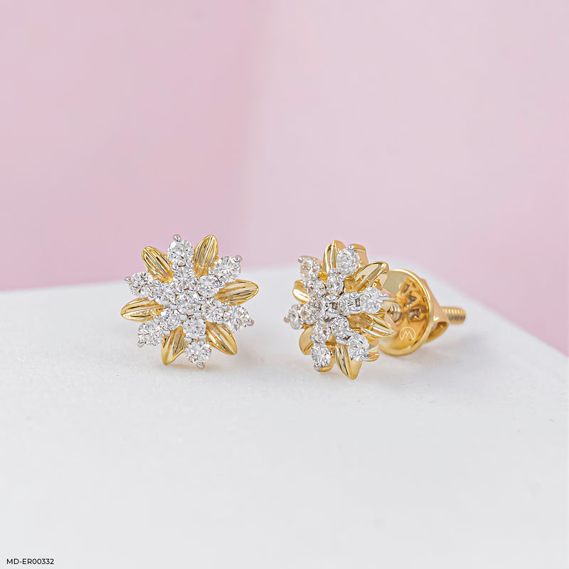 Starflower Glow Earrings 14K White Gold