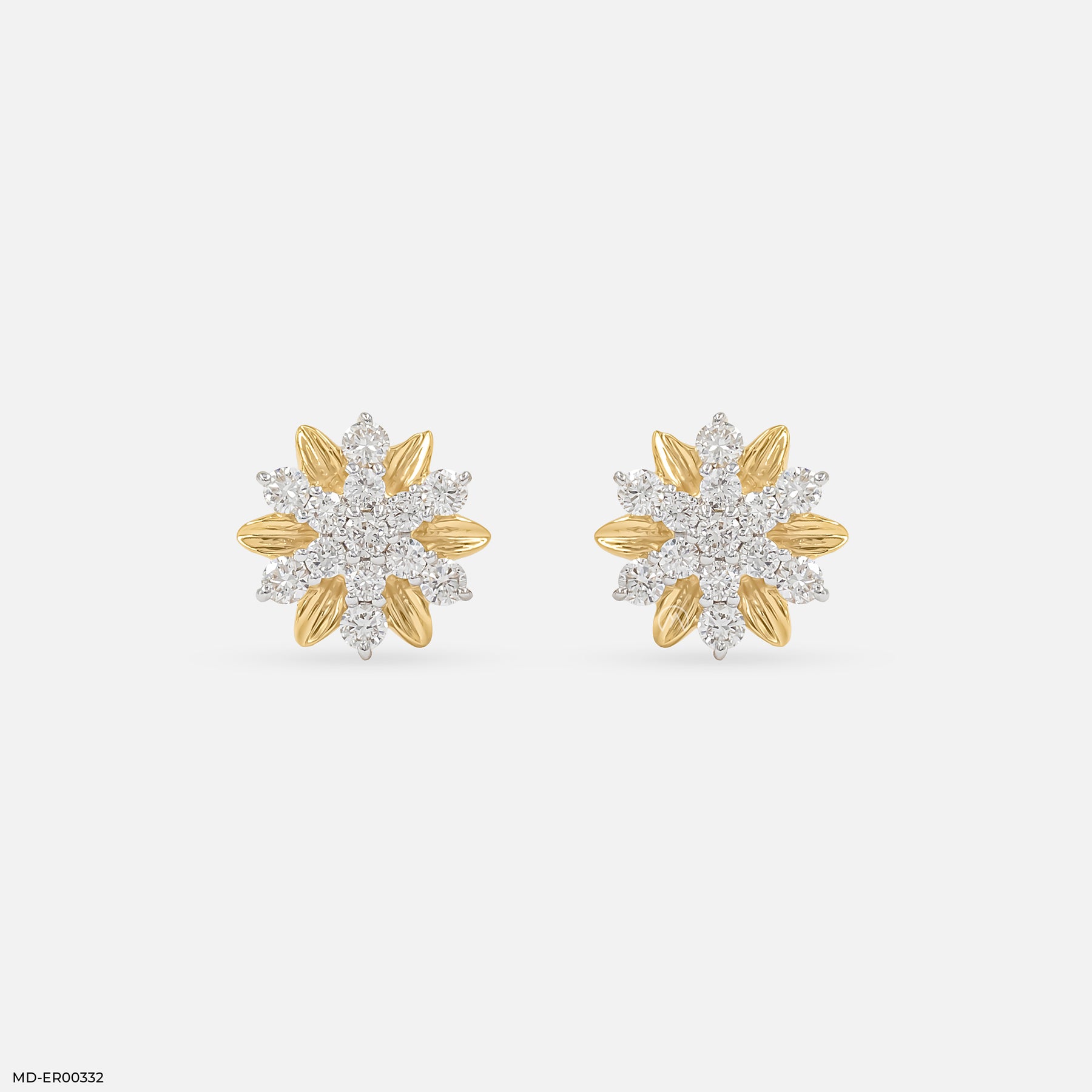 0.30 Carat Sunflower Sparkle Lab Dimaond Studs 14K Yellow Gold