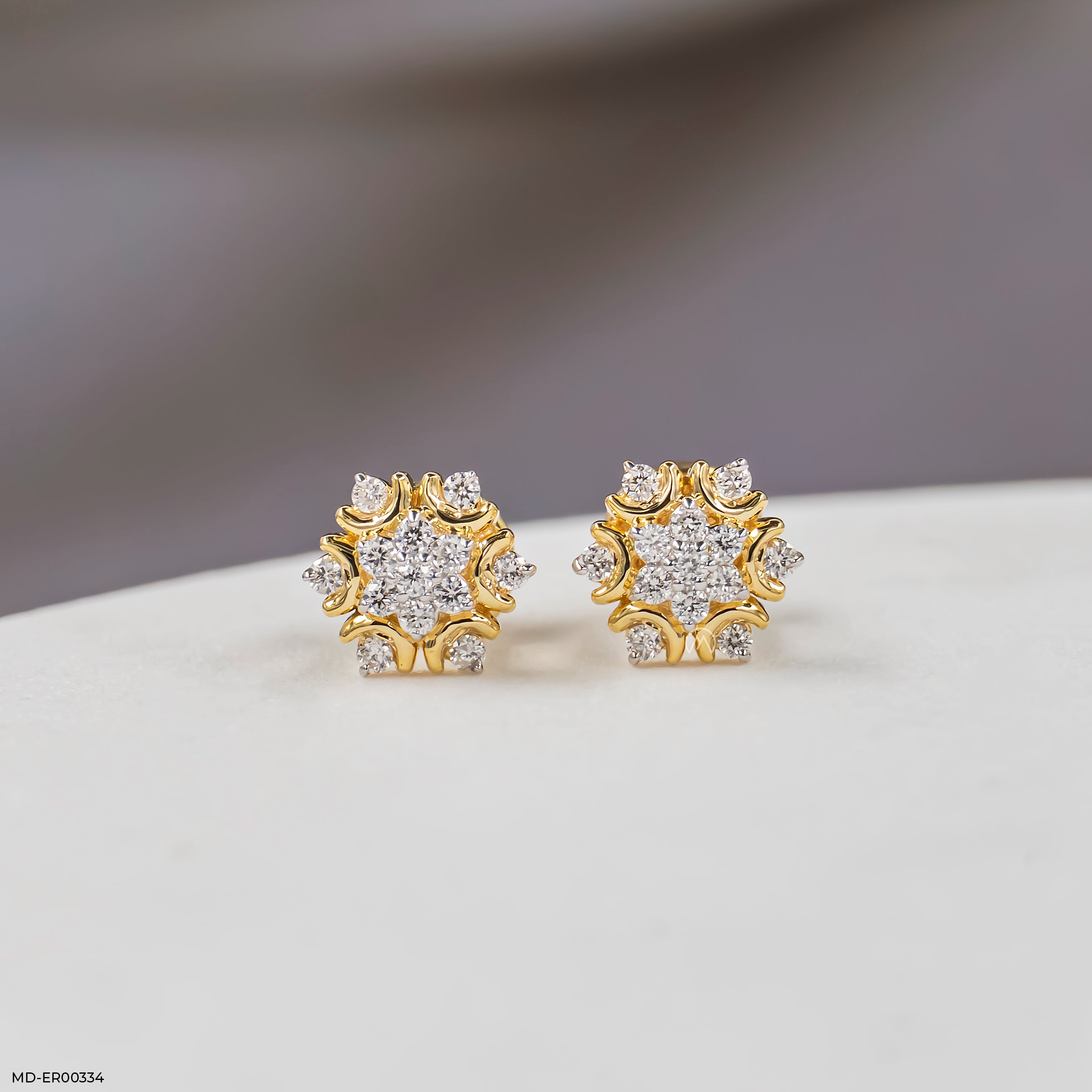 Sunlit Bloom Studs 18K White Gold