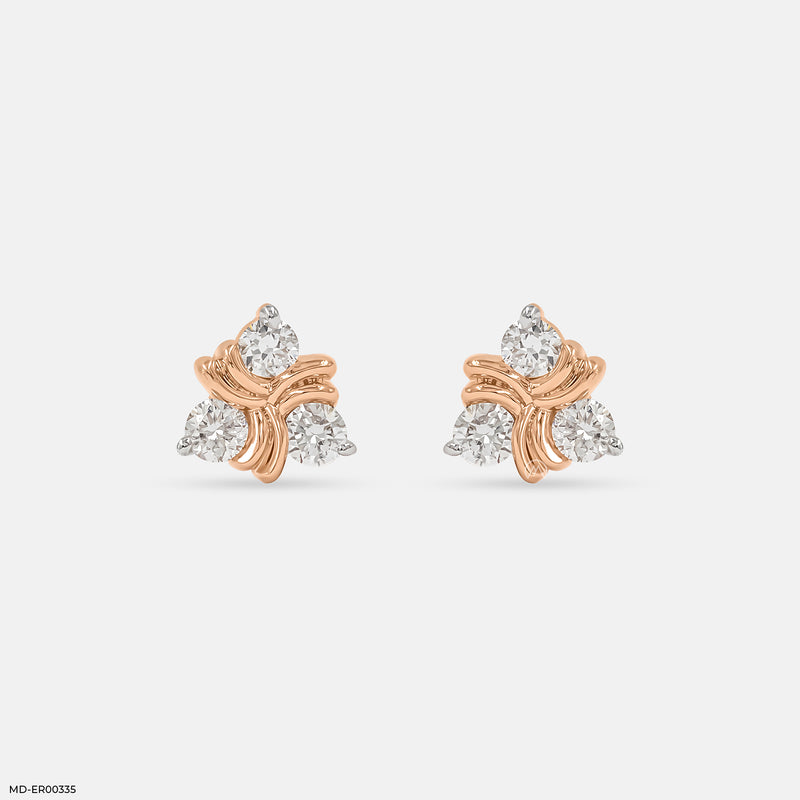 Trinity Sparkle Lab Diamond Studs 14K Rose Gold