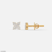0.20 Carat Glowing Quad Stud Lab Diamond Earrings 9K Yellow Gold
