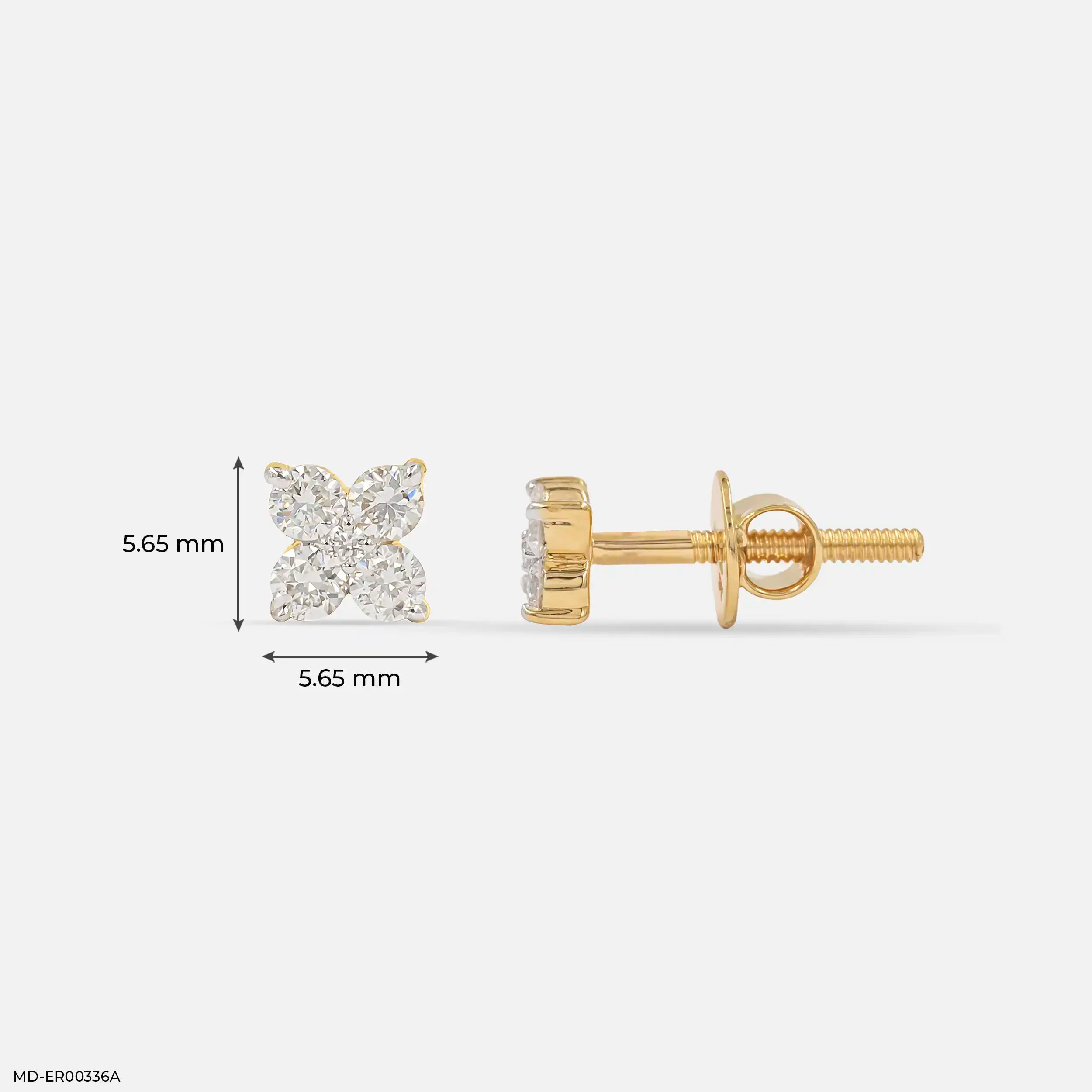 0.20 Carat Glowing Quad Stud Lab Diamond Earrings 9K Yellow Gold