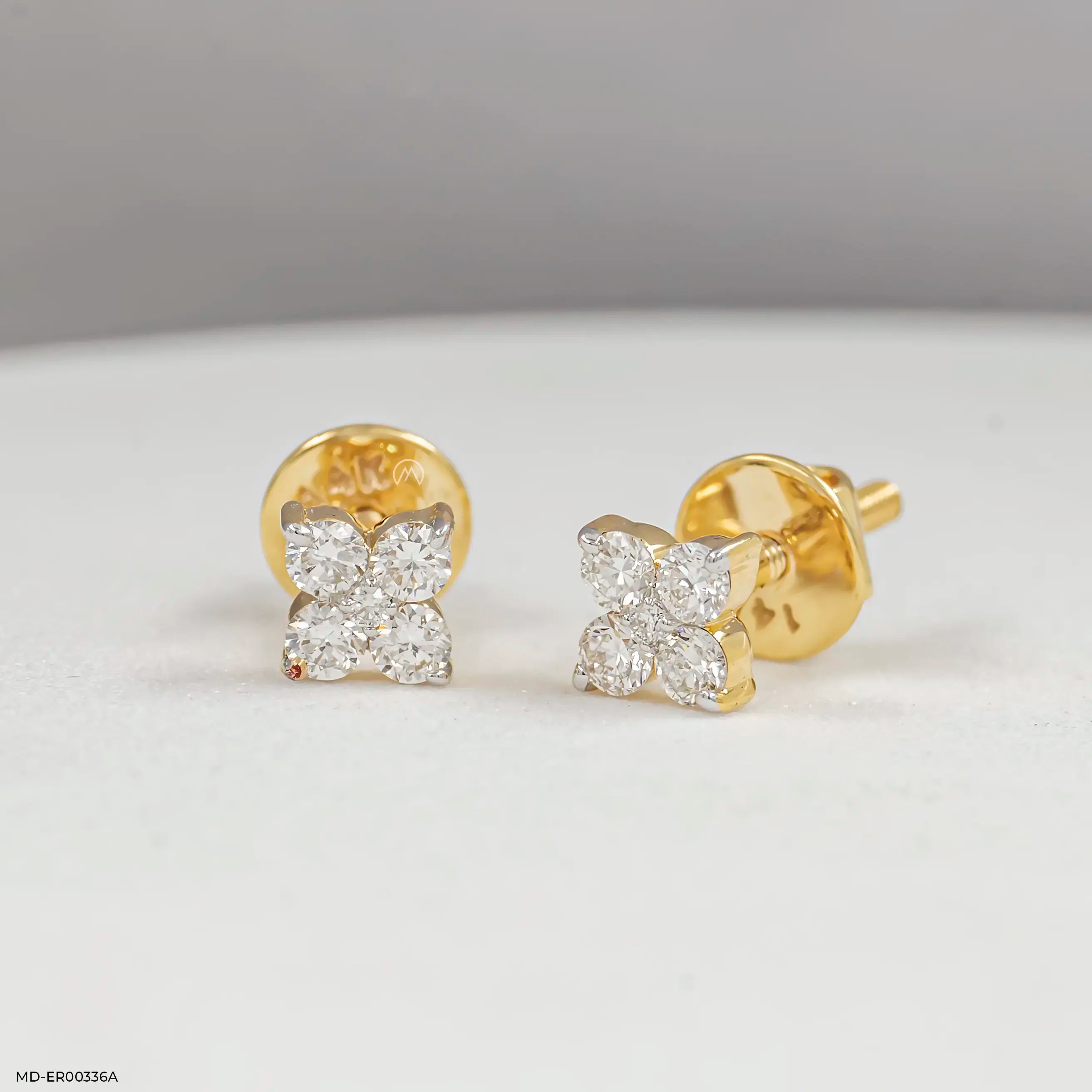 0.20 Carat Glowing Quad Stud Lab Diamond Earrings 9K Yellow Gold