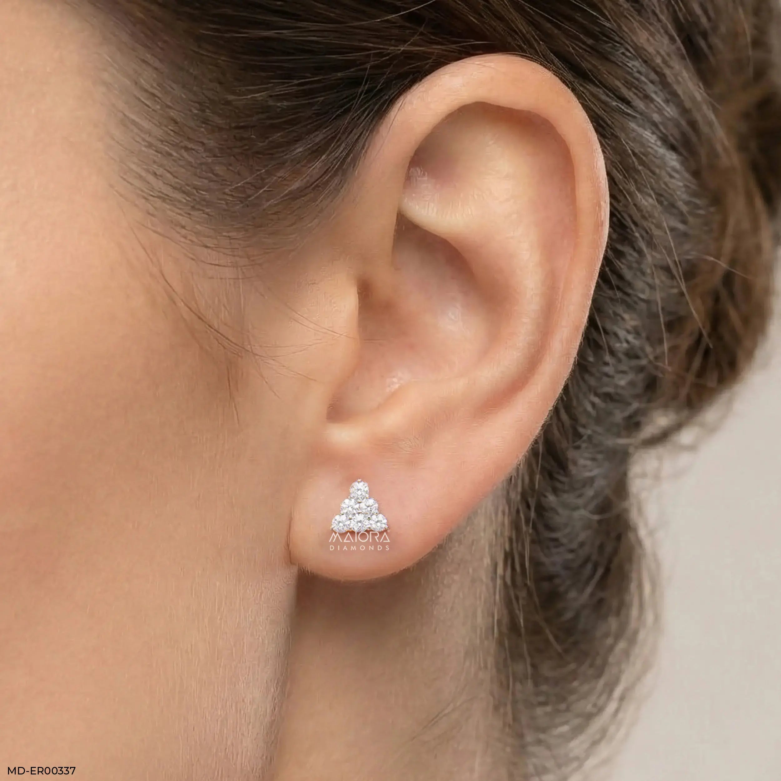 0.35 Carat Aurora Diamond Triangle Lab Diamond Studs 14K Rose Gold