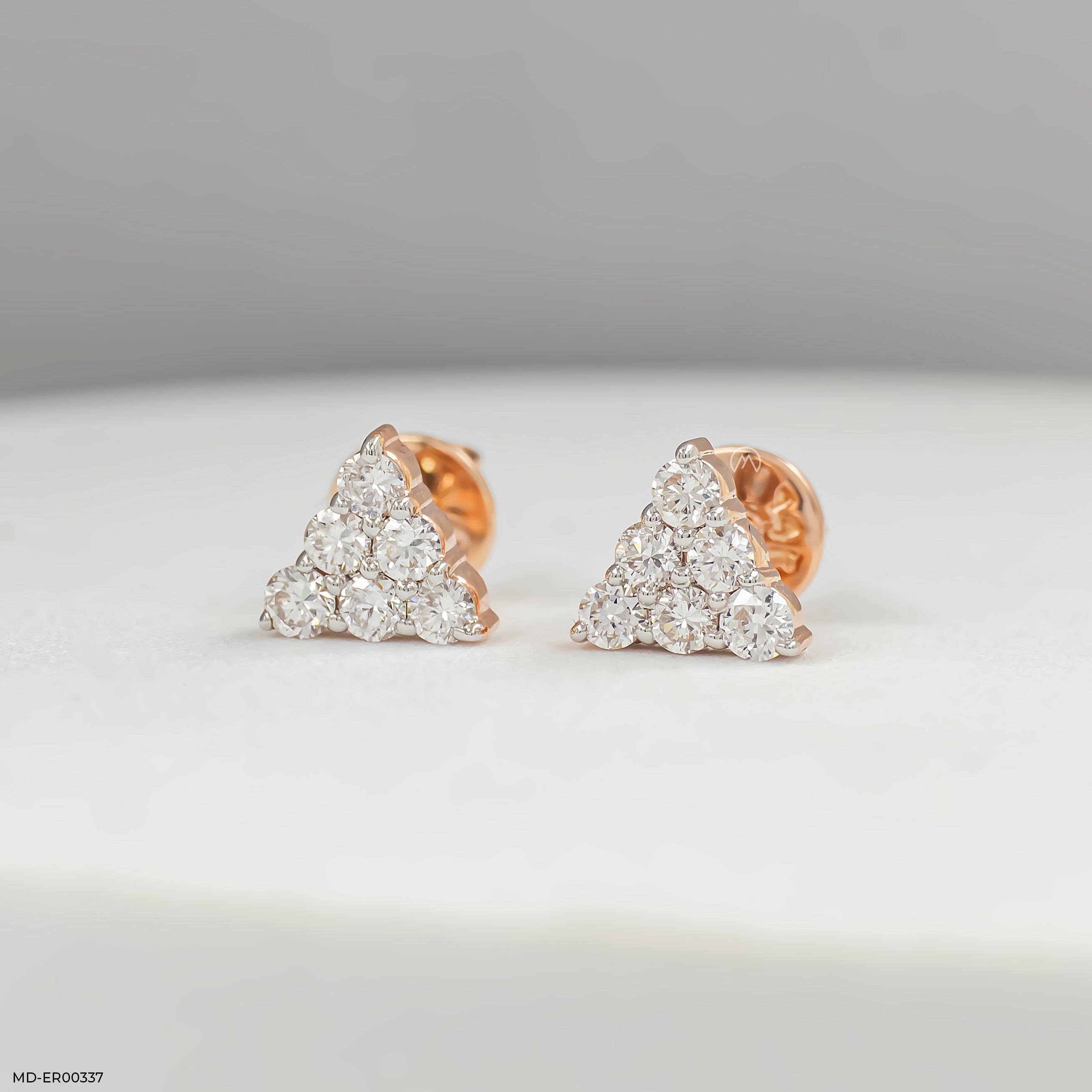 0.35 Carat Aurora Diamond Triangle Lab Diamond Studs 14K Rose Gold