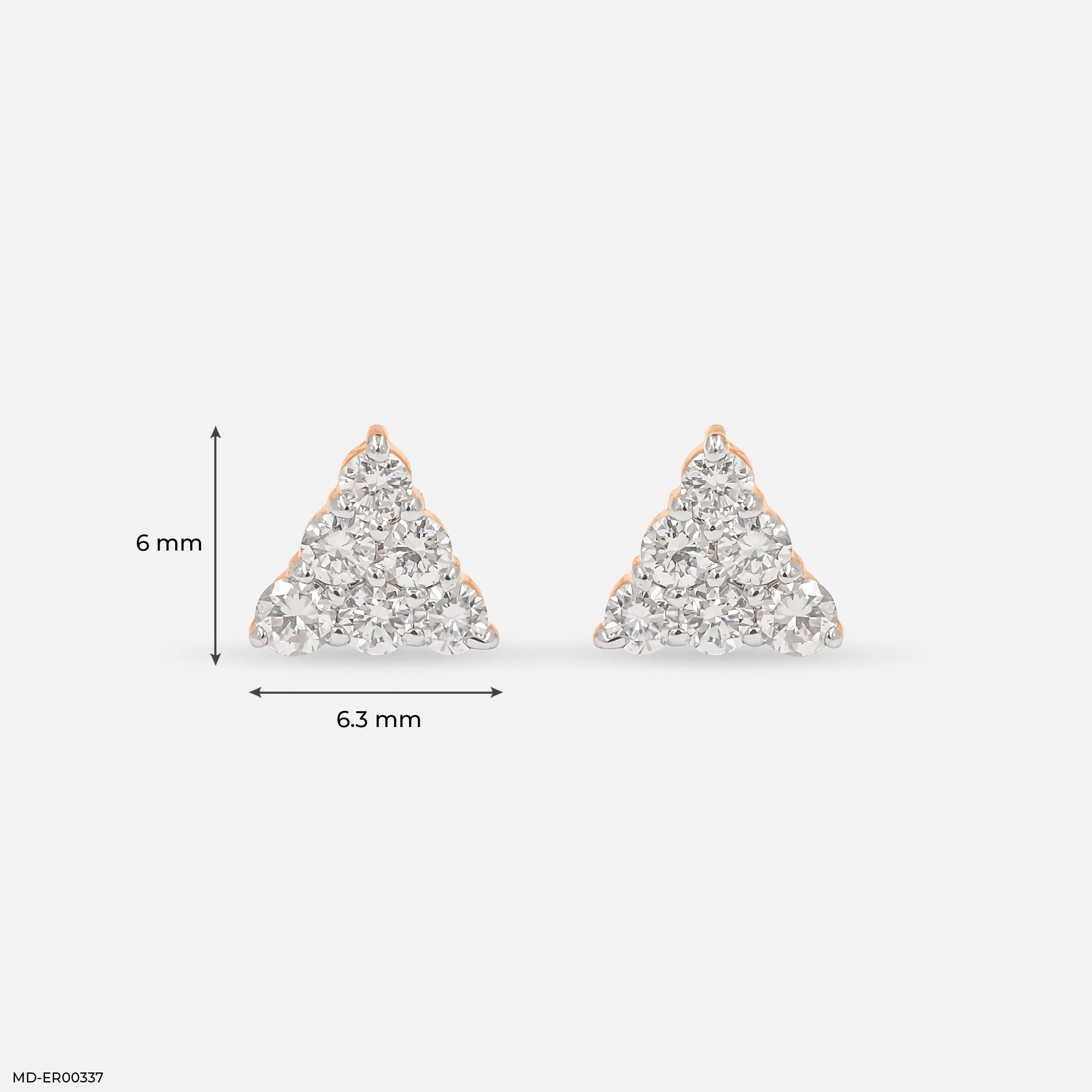 0.35 Carat Aurora Diamond Triangle Lab Diamond Studs 14K Rose Gold