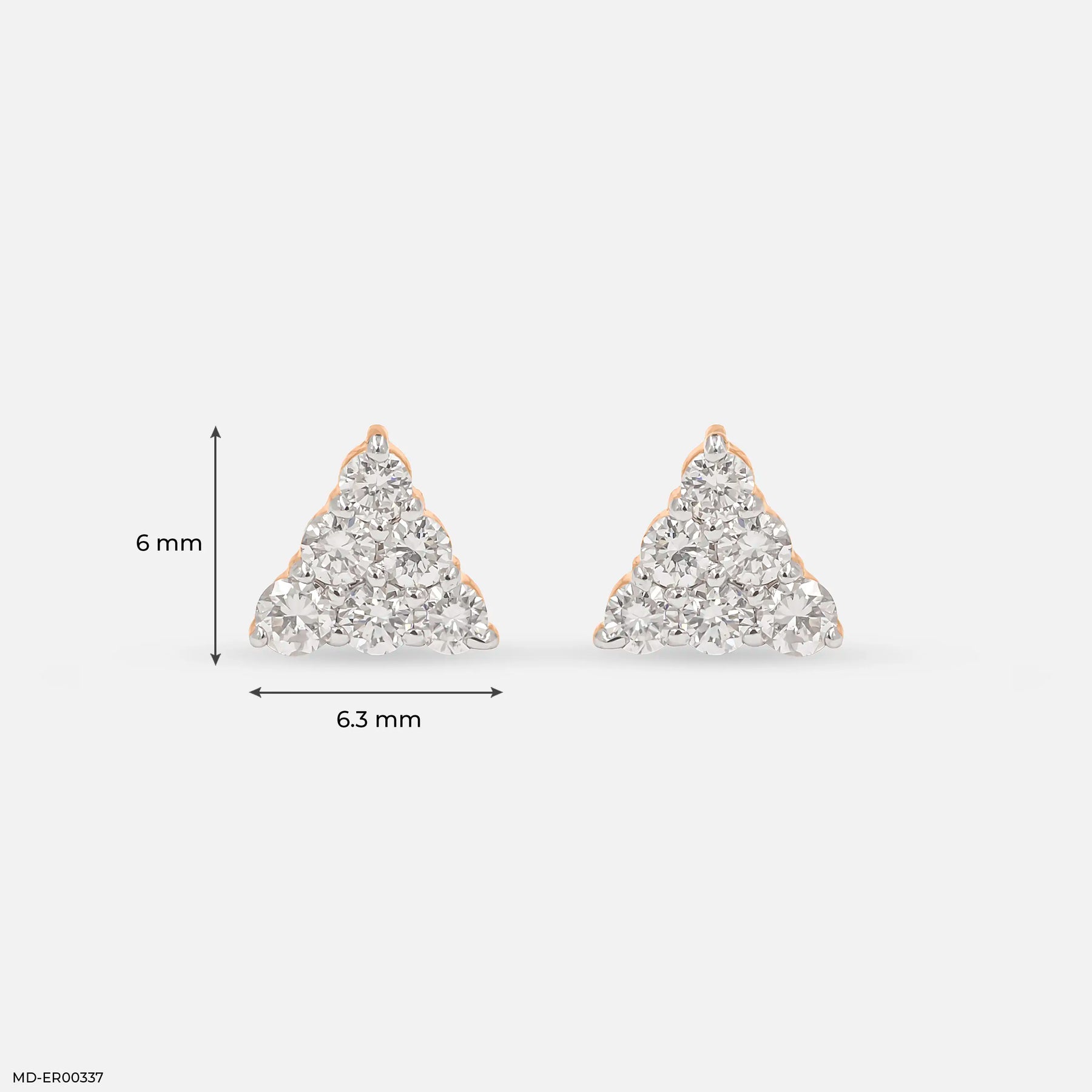 0.35 Carat Aurora Diamond Triangle Lab Diamond Studs 14K Rose Gold