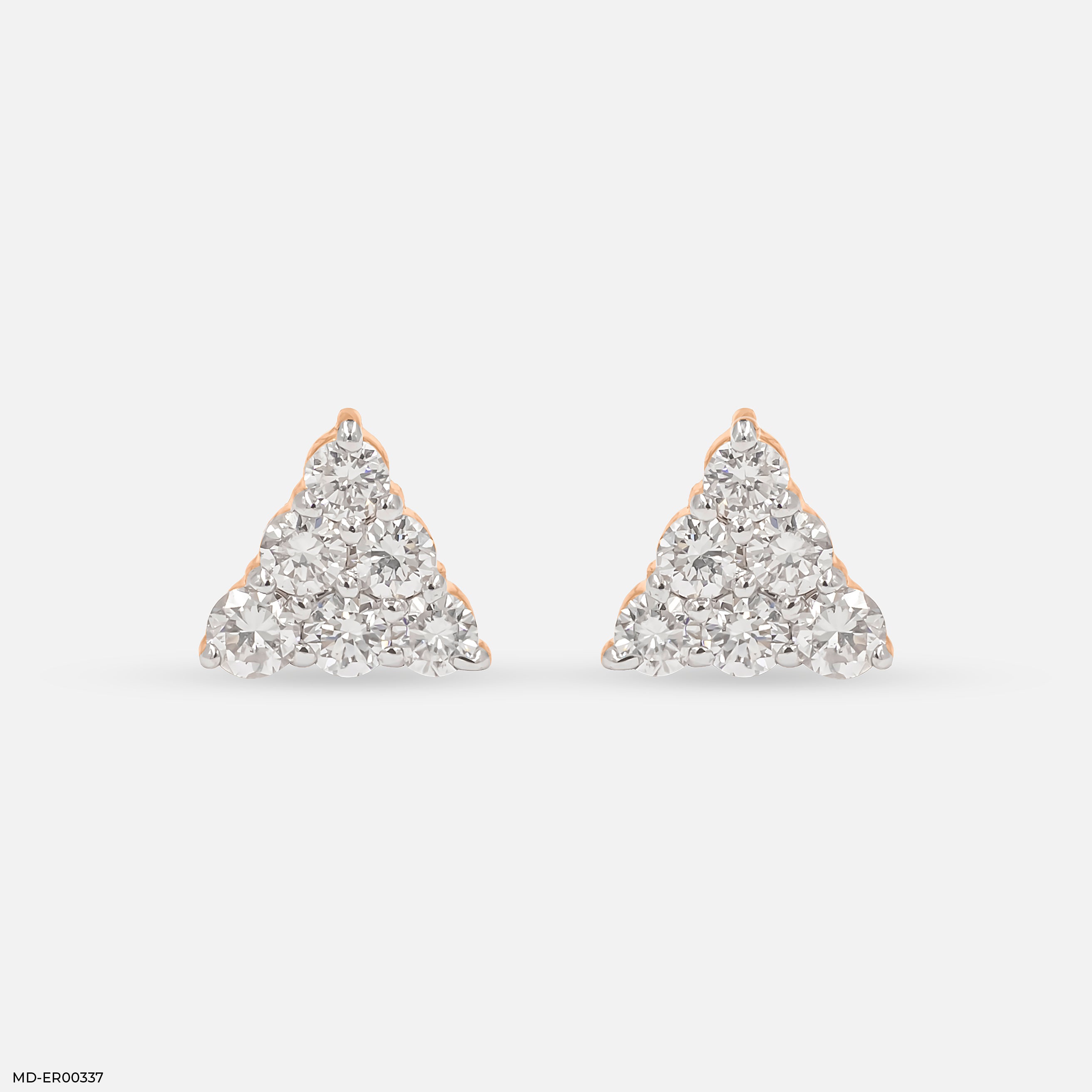 0.35 Carat Aurora Diamond Triangle Lab Diamond Studs 14K Rose Gold