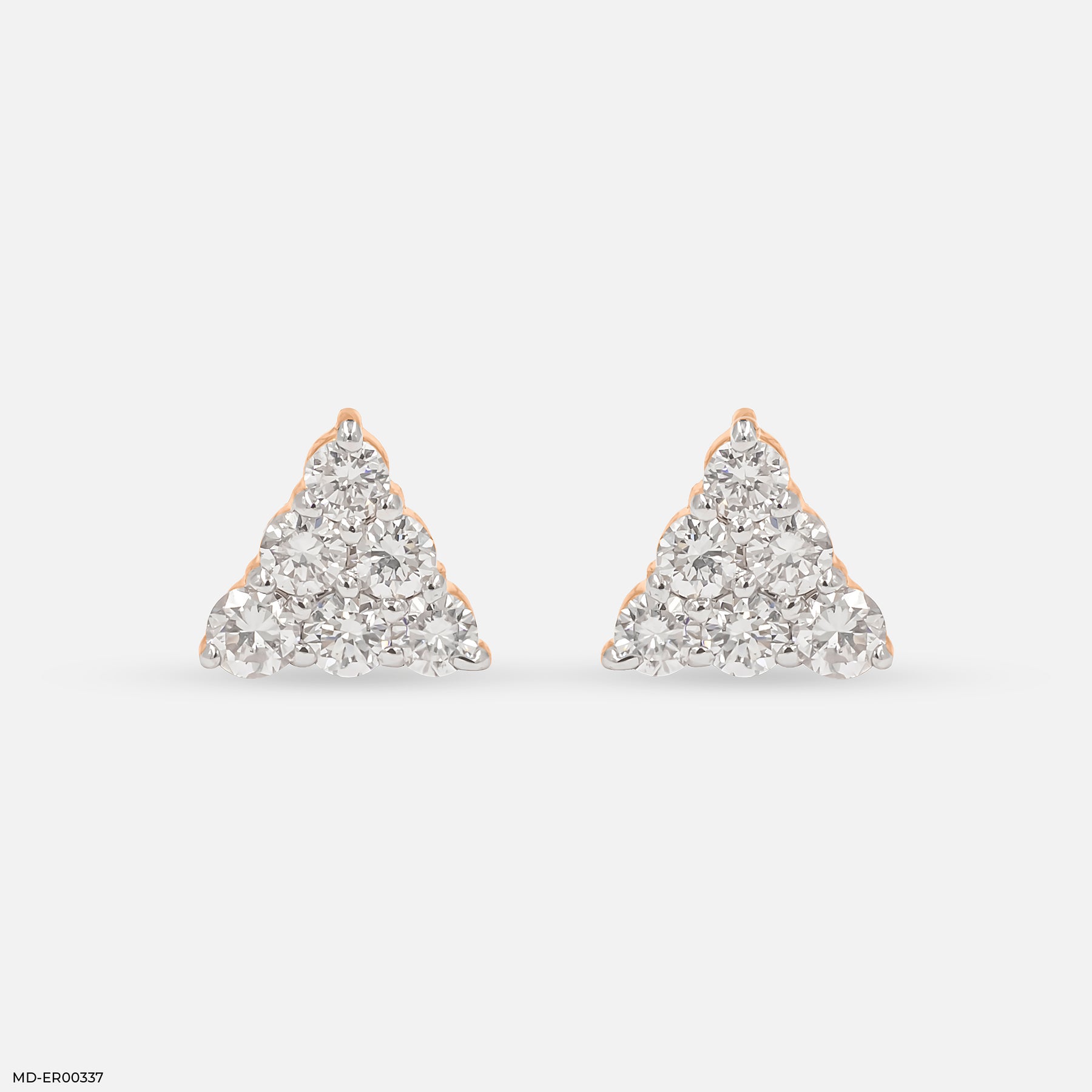 0.35 Carat Aurora Diamond Triangle Lab Diamond Studs 14K Yellow Gold