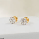 Elegant Cluster Earrings 14K White Gold