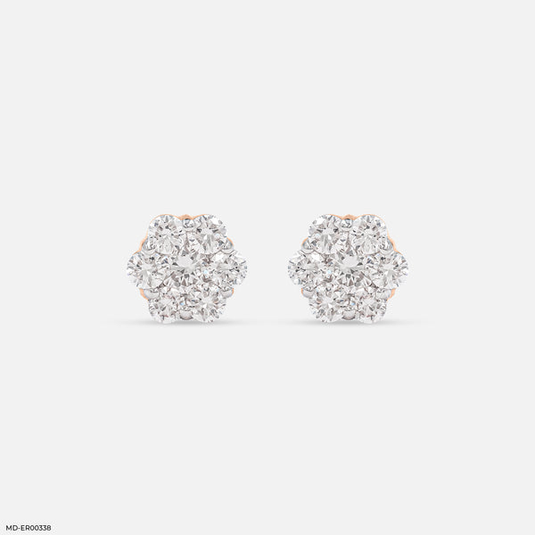 Elegant Cluster Earrings 18K Rose Gold