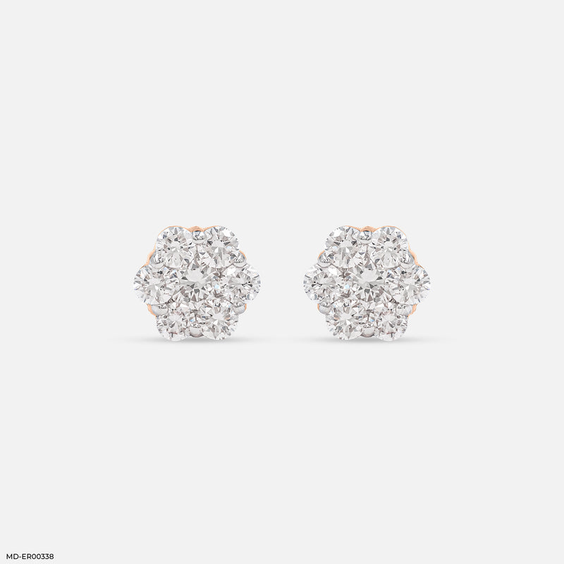 Elegant Cluster Earrings 14K White Gold
