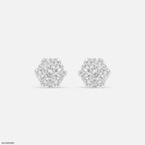 Elegant Cluster Earrings 14K White Gold