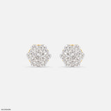 Elegant Cluster Earrings 14K White Gold