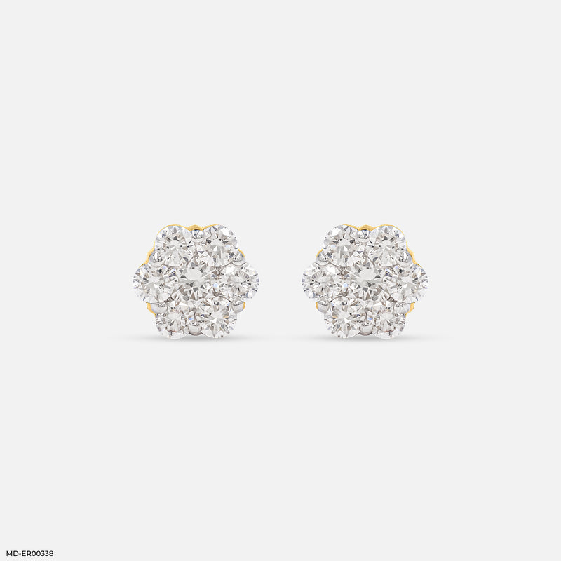 Floral Radiance Lab Diamond Studs 14K Yellow Gold