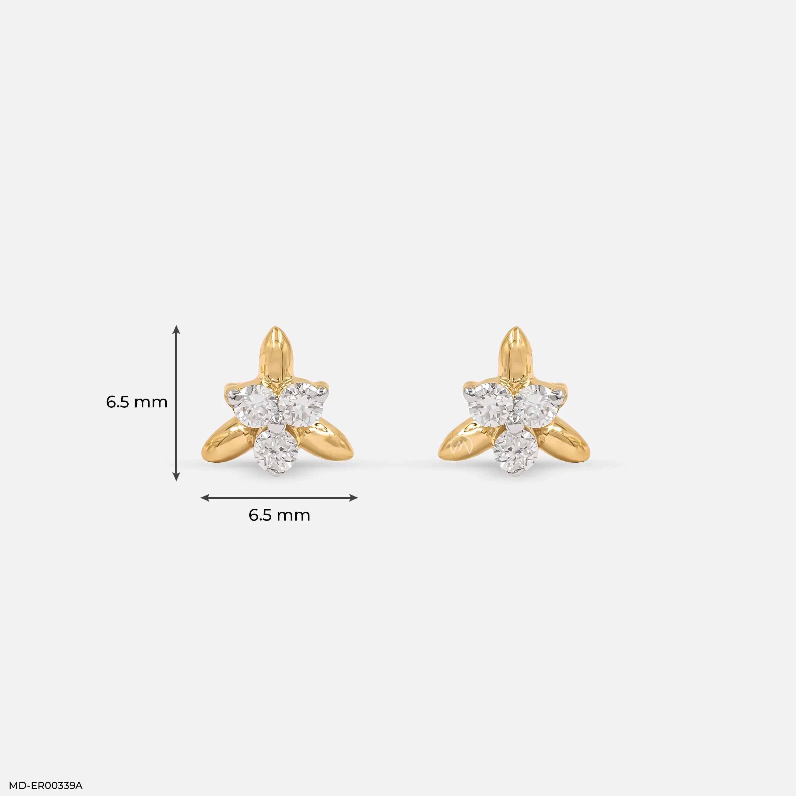 0.15 Carat Glimmering Clover Lab Diamond Studs 14K Yellow Gold