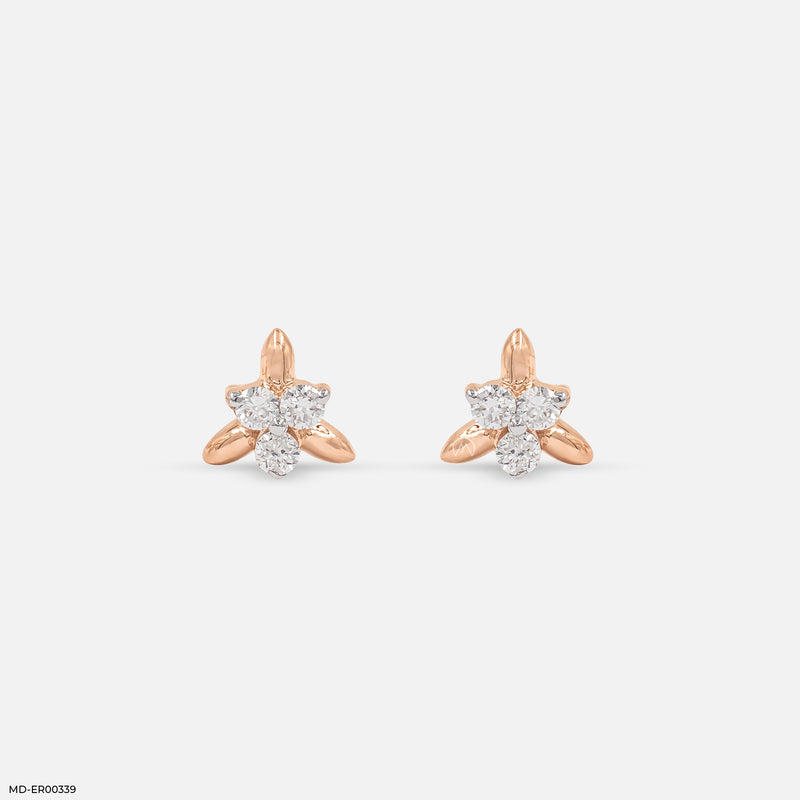 Golden Trio Earrings 14K White Gold