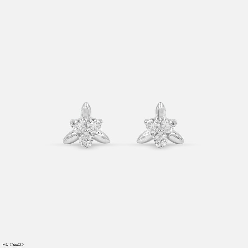 Golden Trio Earrings 14K White Gold