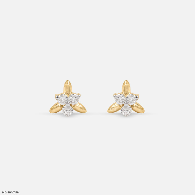 Golden Trio Earrings 14K White Gold