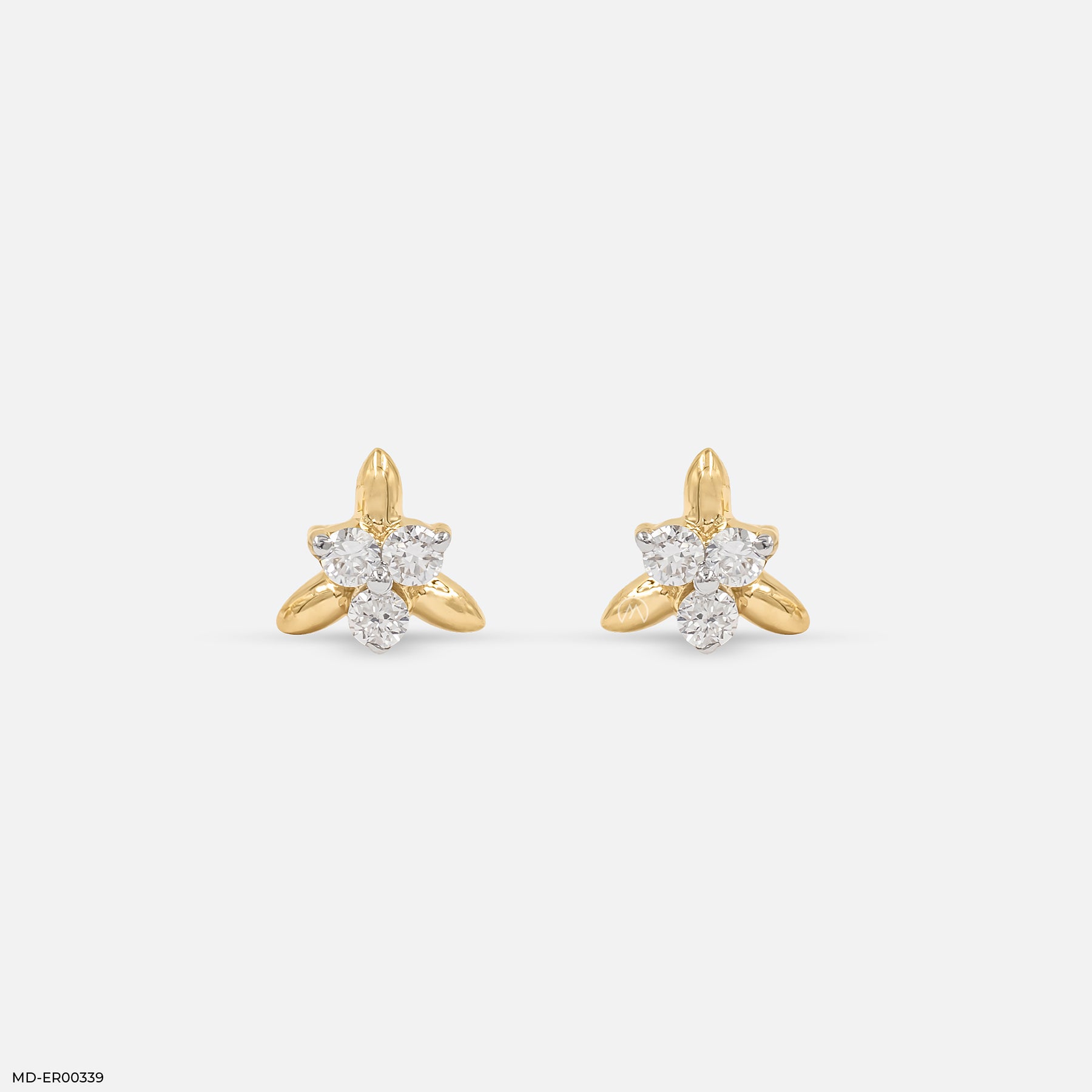 0.15 Carat Glimmering Clover Lab Diamond Studs 14K Yellow Gold