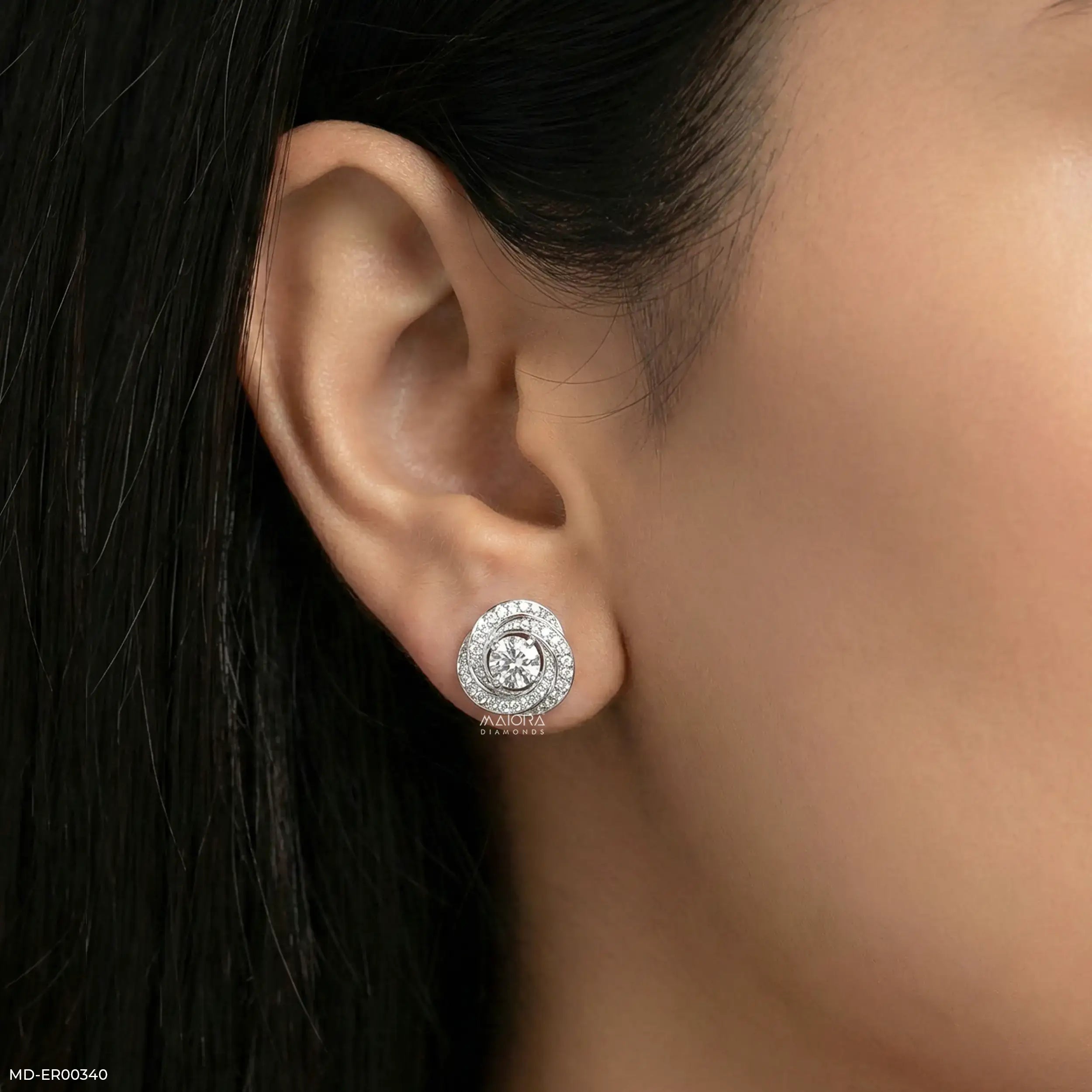 1.35 Carat Stellar Whirlwind Lab Diamond Studs 14K White Gold